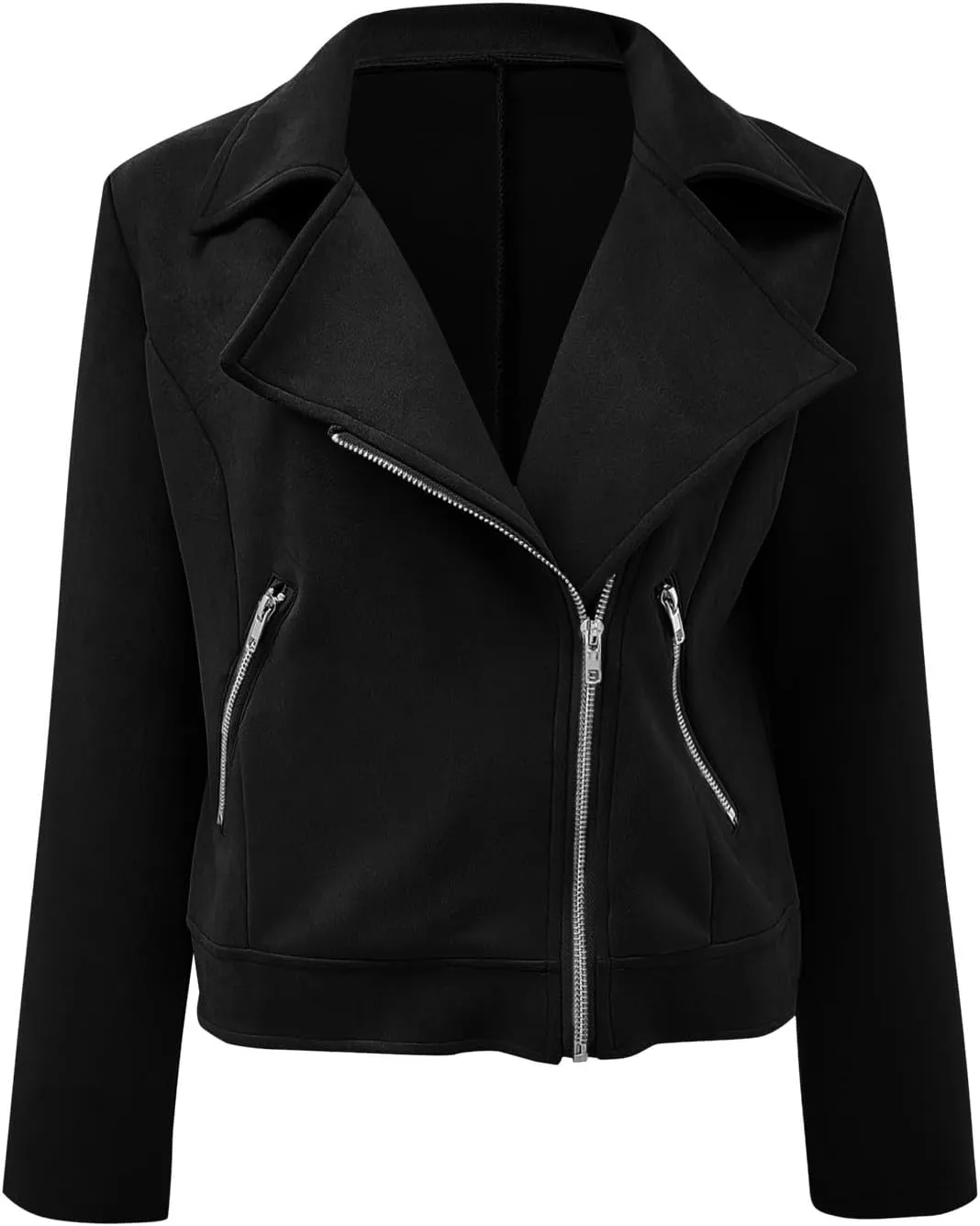 2023 Womens Trendy Coats Fall Biker Moto Jacket Fashion Long Sleeve Zipper Short Casual Coat Streetwear Cropped Outwear