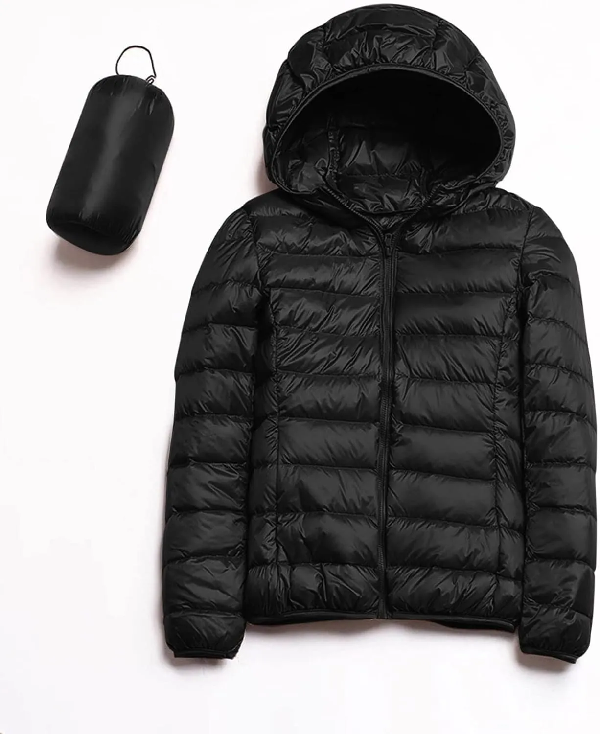 2024 Women's Hooded Packable Puffer Jackets Winter Lightweight Warm Down Coats Trendy Slim Fit Windproof Duck Down Outwear