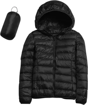 2024 Women's Hooded Packable Puffer Jackets Winter Lightweight Warm Down Coats Trendy Slim Fit Windproof Duck Down Outwear