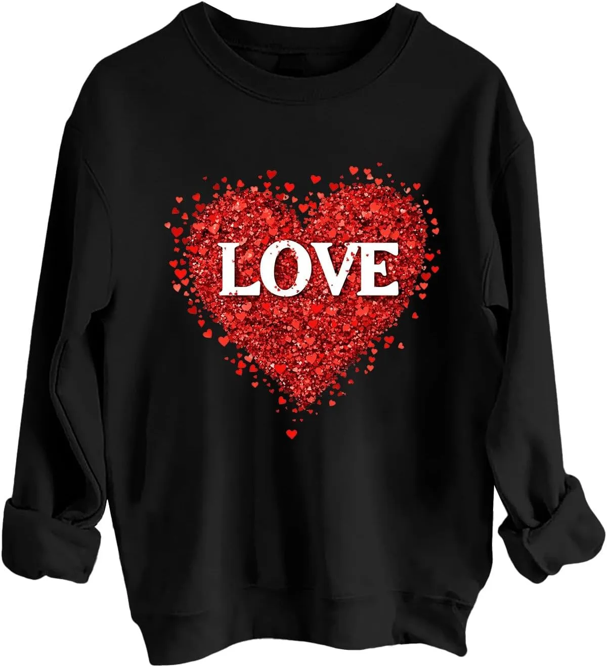 2025 Sweatshirt for Women Trendy Long Sleeve Heart Printed Tops Going Out Beach Playing Casual Blouses