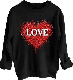 2025 Sweatshirt for Women Trendy Long Sleeve Heart Printed Tops Going Out Beach Playing Casual Blouses