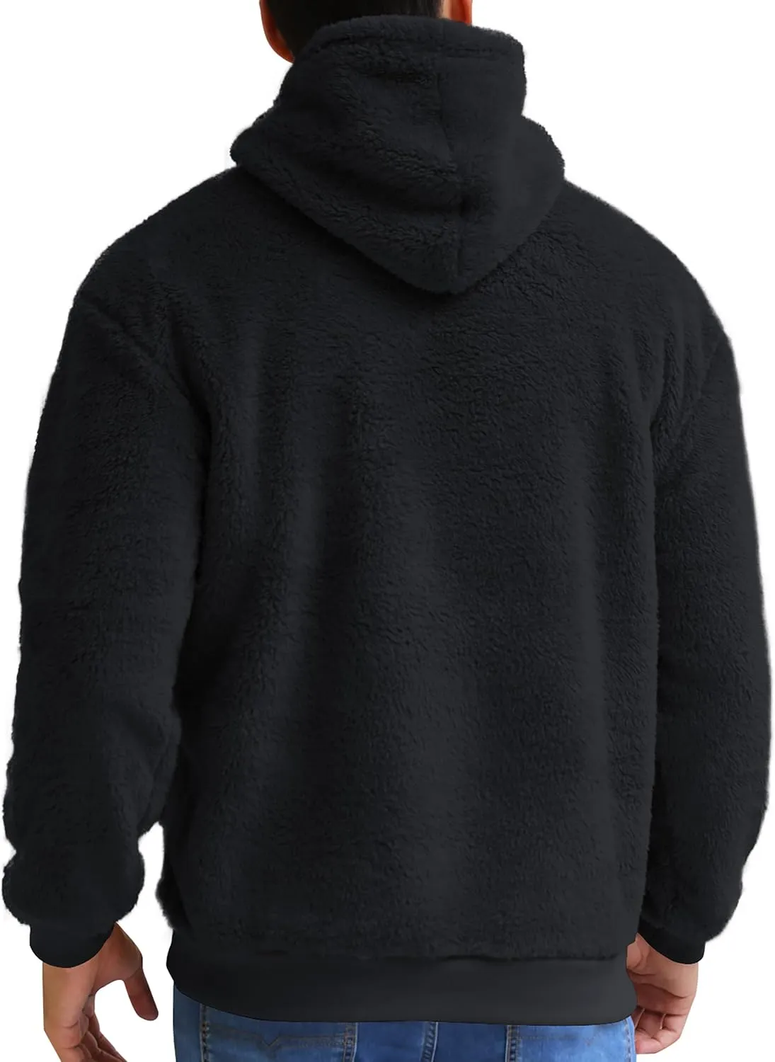 Aimeilgot Mens Hoodie Sherpa Fuzzy Soft Casual Sweatshirts Long Sleeve Classic Pullover Drawstring Hooded Outwear with Pocket