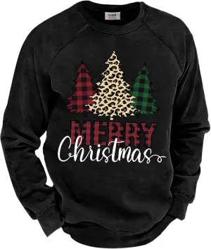 Arvilhill Mens Fleece Christmas Raglan Sweatshirt Retro Classic Funny Graphic Pullover (S-XXL)
