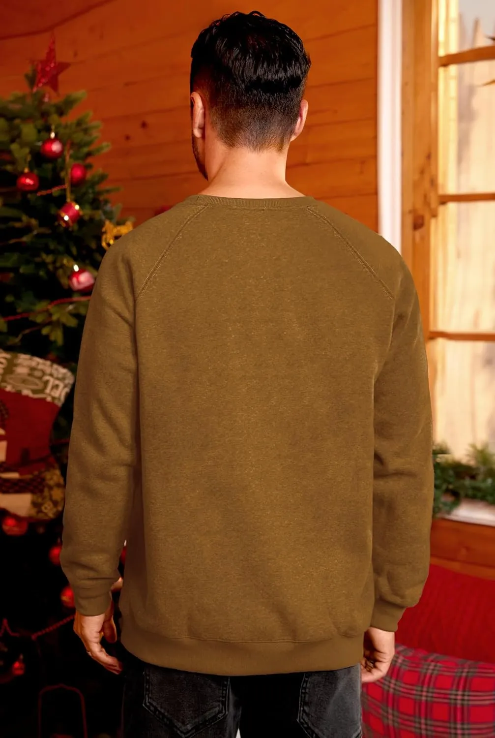 Arvilhill Mens Fleece Christmas Raglan Sweatshirt Retro Classic Funny Graphic Pullover (S-XXL)