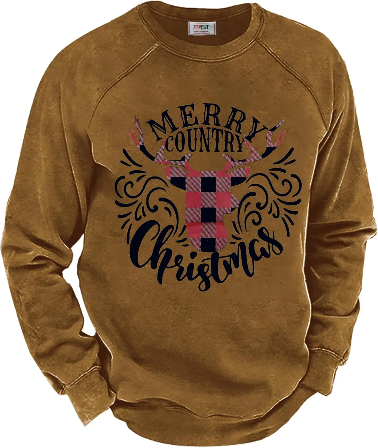 Arvilhill Mens Fleece Christmas Raglan Sweatshirt Retro Classic Funny Graphic Pullover (S-XXL)