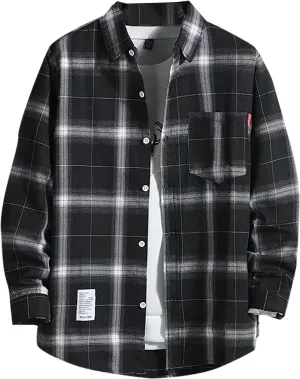 BIFUTON Mens Lightweight Flannel Shirts Long Sleeve Button Down Plaid Shirt Men Flannel Jackets for Mens Cardigan Sweater