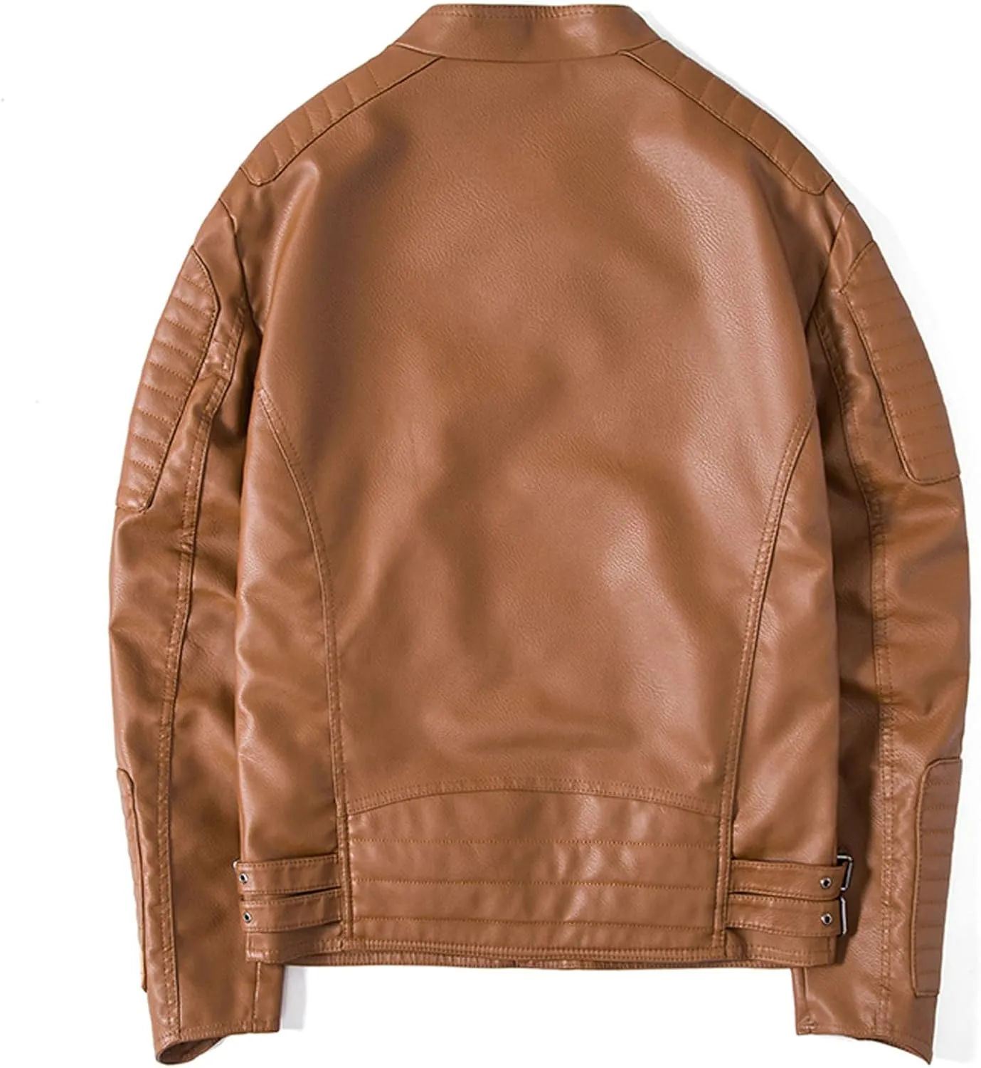 Black Leather Jacket Men Slim Fit Cropped Faux Fur Motorcycle Jacket Vintage Racer Biker Jacket with Pockets