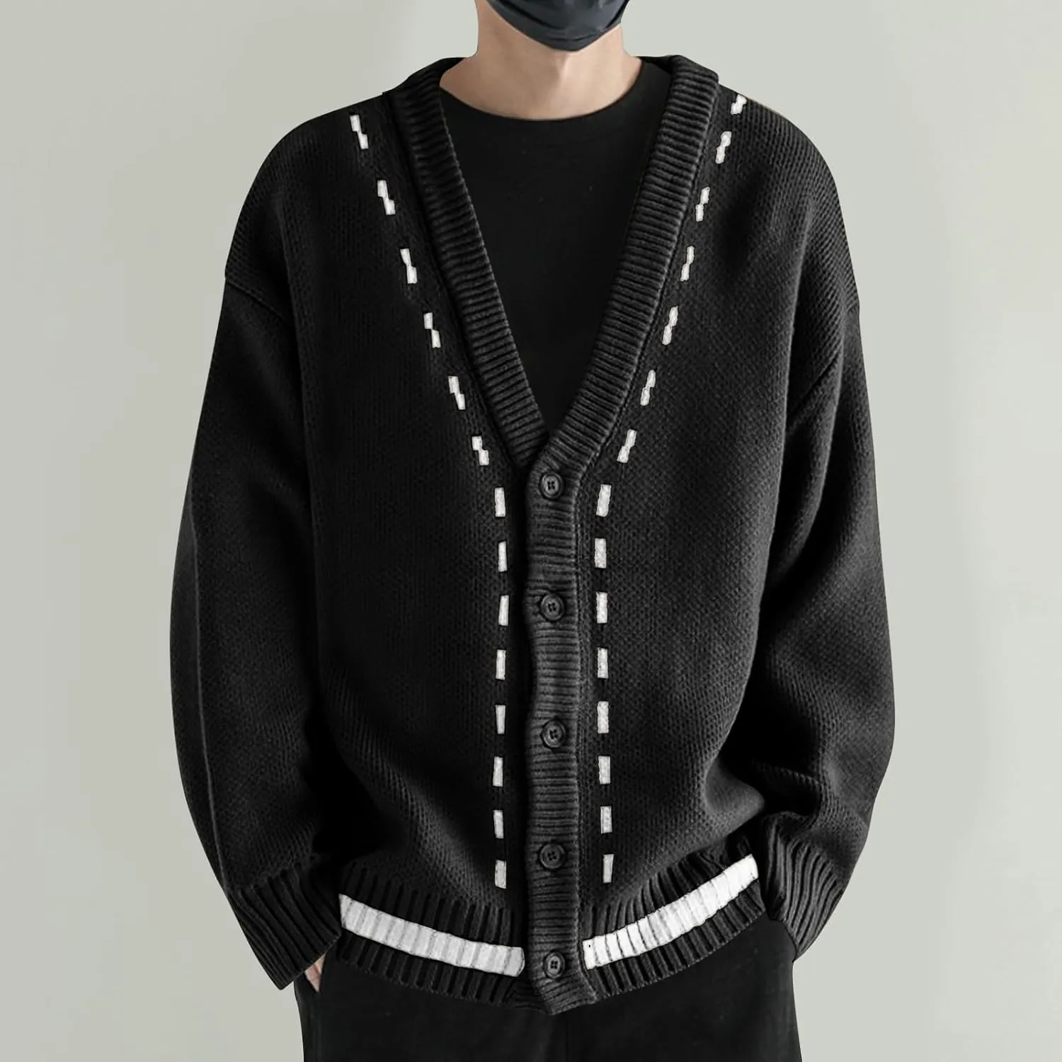 Button Down Cardigan Men V Neck Cable Knit Sweater Casual Knit Cardigan Plus Size Solid Color Sweater Winter Sweaters