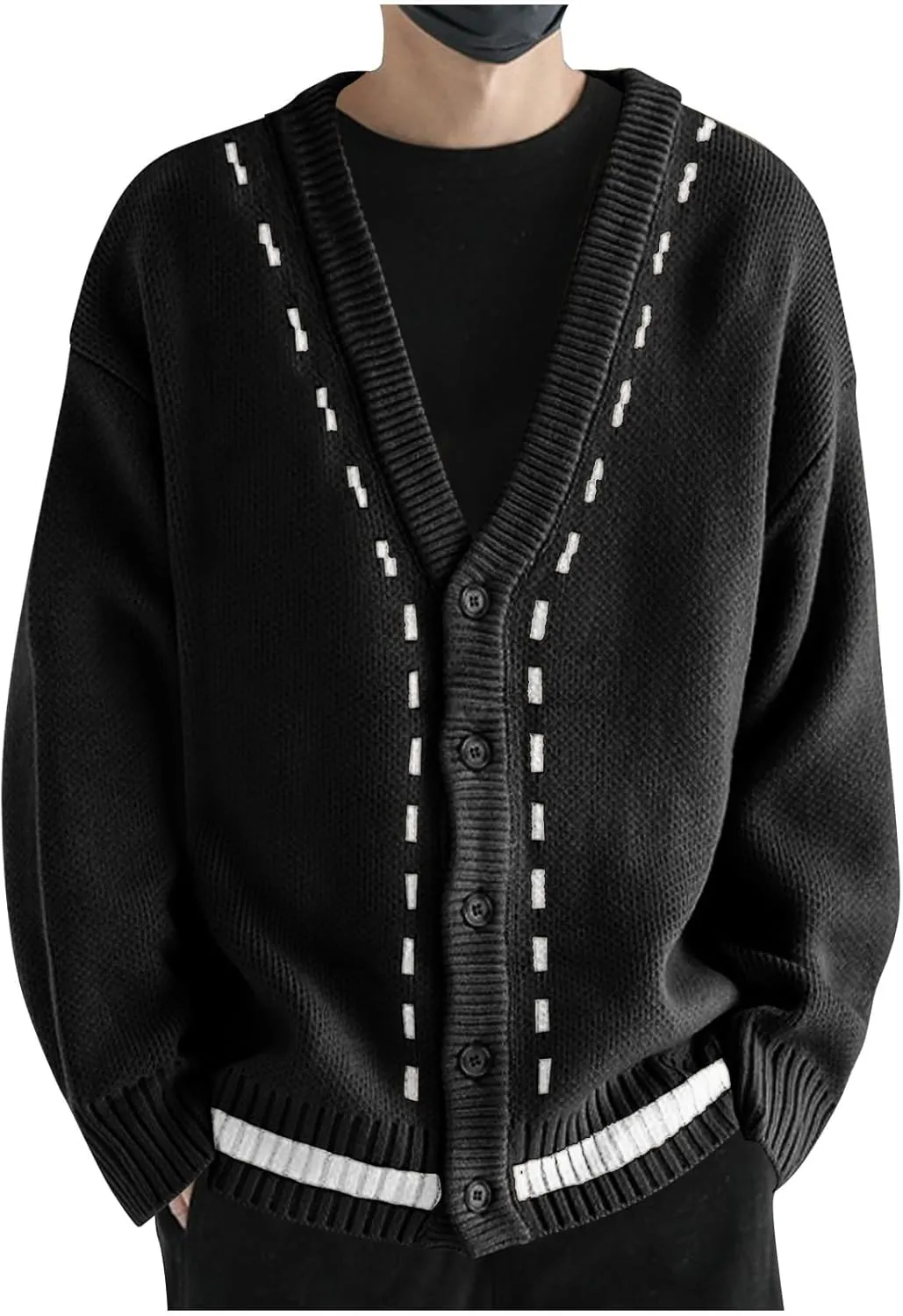 Button Down Cardigan Men V Neck Cable Knit Sweater Casual Knit Cardigan Plus Size Solid Color Sweater Winter Sweaters
