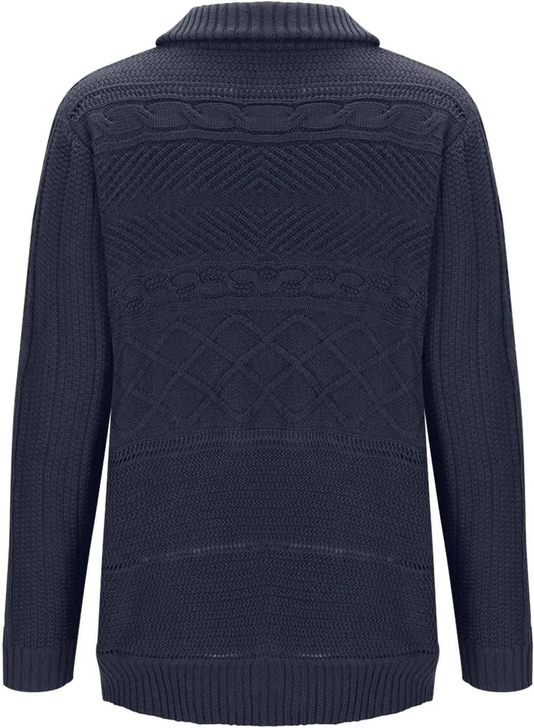 Cable Chunky Knit Cardigans Men's Turtleneck Cable Knitted Zip Button Front Long Sleeve Cardigan Slim Fit Sweater