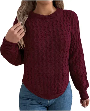 Cable Knit Sweater for Womens Lightweight Soft Solid Pullover Tops Ladies Classic Business Casual Trendy Sweaters