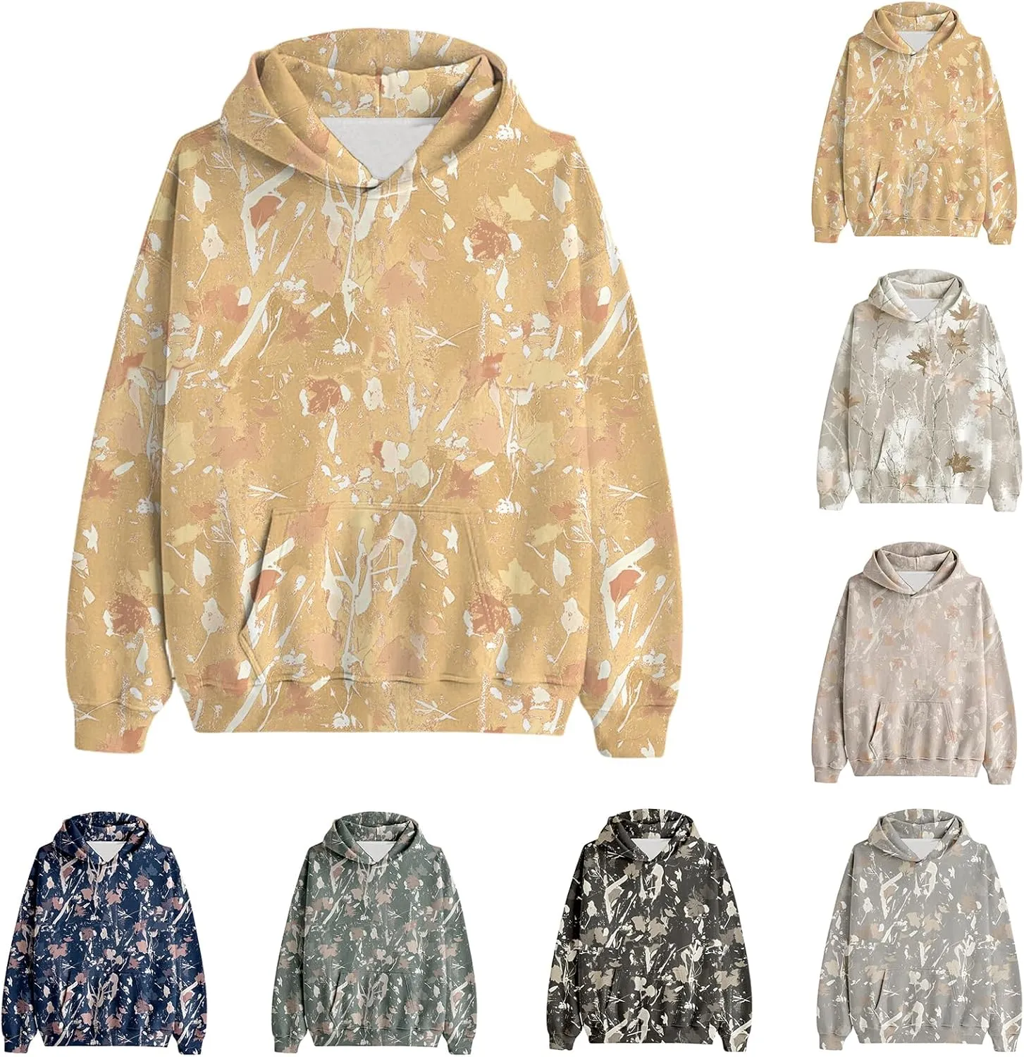 Camo Sweatshirt for Women Maple Leaf Print Hoodie Casual Pullover Shirts Loose Tunic Tops with Pockets Fall Clothes