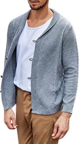 Cardigan Men, Men's Fake 2 Piece Shirt Collar Knitted Cardigan, Mens Long Sleeve Button Slim Fit Cardigan Sweaters