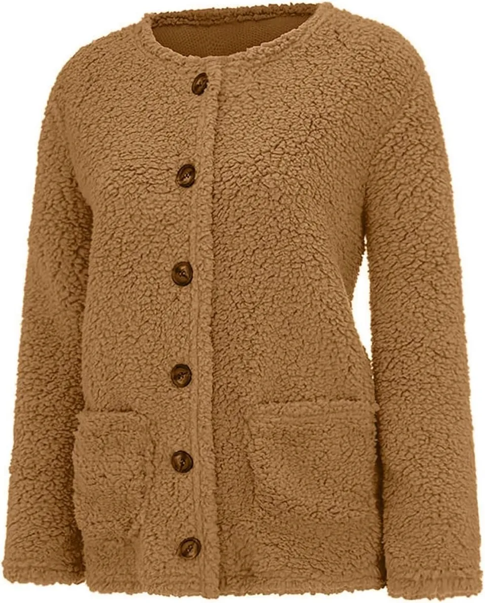 Cardigan Sweater For Women Long Sleeve Open Front Oversized Jackets Chunky Knit Sweaters Button Fall Coat With Pocket