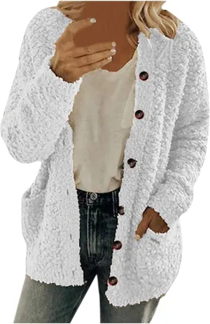 Cardigan Sweater For Women Long Sleeve Open Front Oversized Jackets Chunky Knit Sweaters Button Fall Coat With Pocket