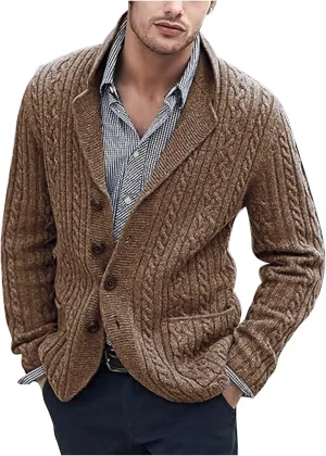 Cardigan Sweaters for Men Button Down Knit Sweater Open Front Cardigan Casual Sweater Jacket Warm Winter Outfits