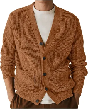Cardigan Sweaters for Men Button Down Knit Sweater Open Front Cardigan Casual Sweater Jacket Warm Winter Outfits