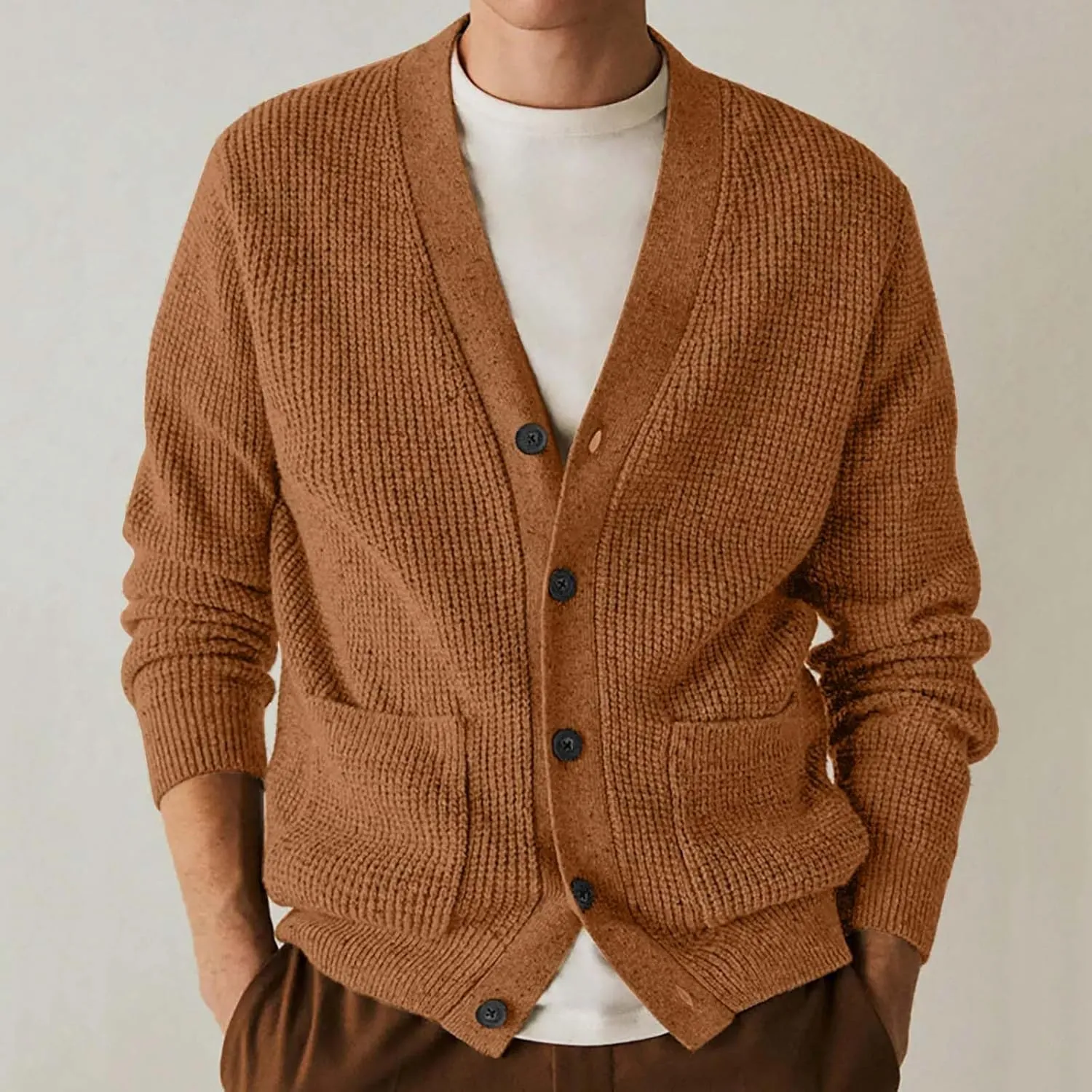 Cardigan Sweaters for Men Button Down Knit Sweater Open Front Cardigan Casual Sweater Jacket Warm Winter Outfits