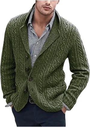 Cardigan Sweaters for Men Button Down Knit Sweater Open Front Cardigan Casual Sweater Jacket Warm Winter Outfits