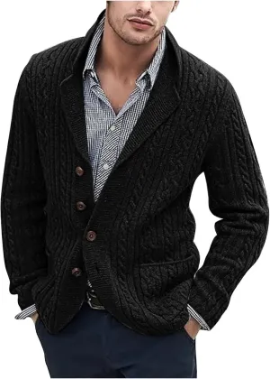 Cardigan Sweaters for Men Button Down Knit Sweater Open Front Cardigan Casual Sweater Jacket Warm Winter Outfits