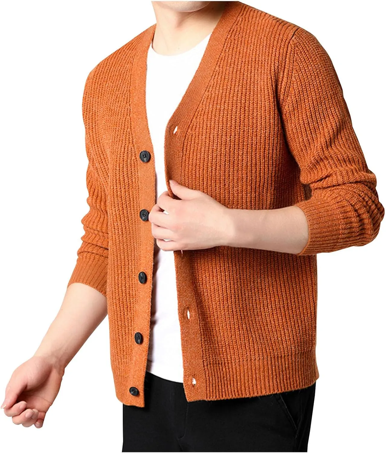 Cardigan Sweaters for Men Lightweight V Neck Sweater Button Down Knit Cardigan Plus Size Winter Sweaters