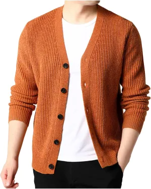 Cardigan Sweaters for Men Lightweight V Neck Sweater Button Down Knit Cardigan Plus Size Winter Sweaters