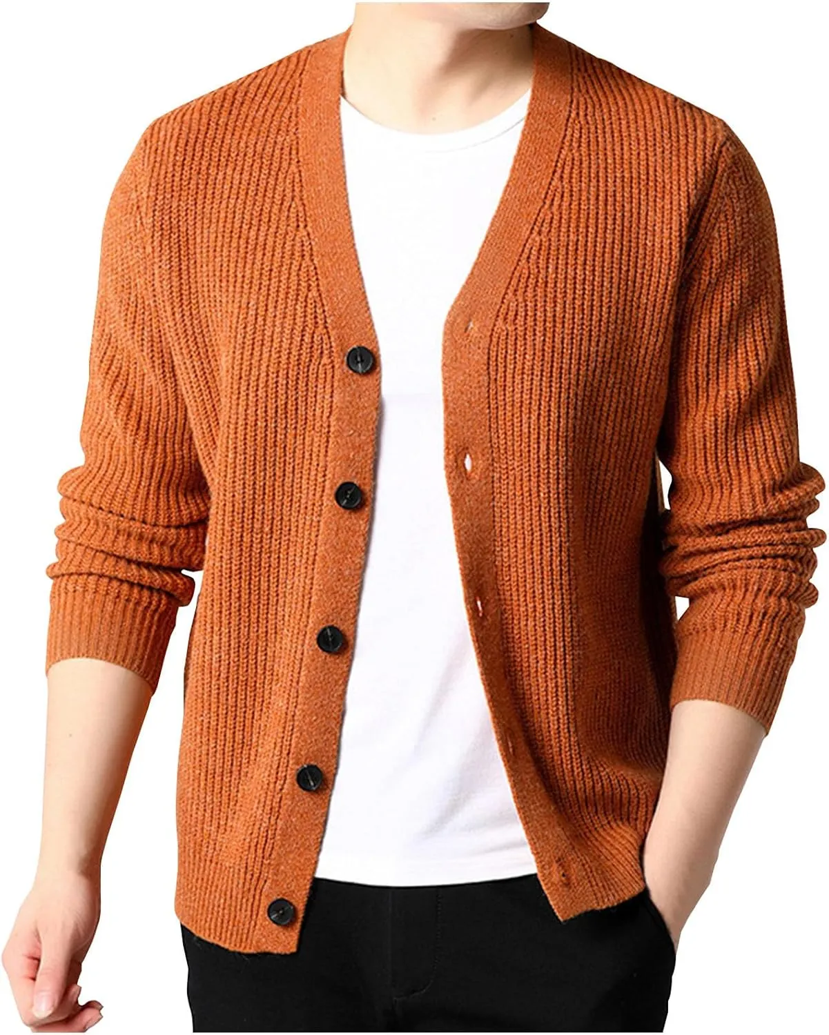 Cardigan Sweaters for Men Lightweight V Neck Sweater Button Down Knit Cardigan Plus Size Winter Sweaters