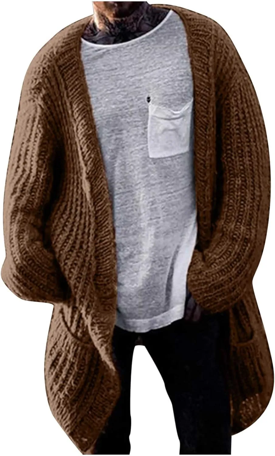 Cardigan Sweaters for Men,Fashion Solid Chunky Knit Wool Blends Button Down Knitted Cardigans Sweater Fall Winter Coat