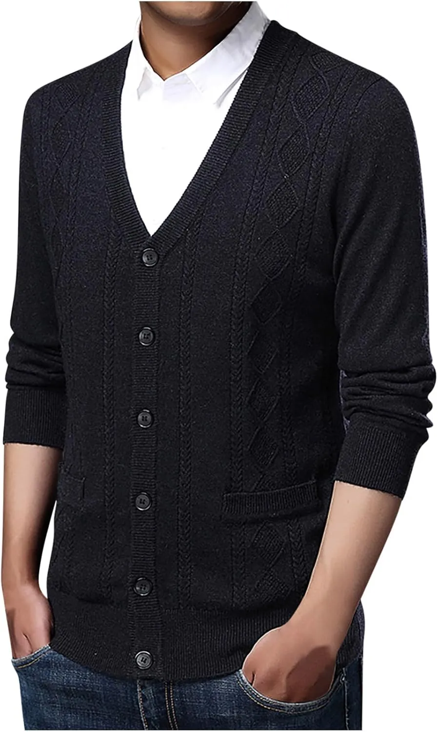 Cardigan Sweaters for Mens Soft Knitted Cardigan Button Down Sweater V Neck Long Sleeve Sweaters Winter Coat Men