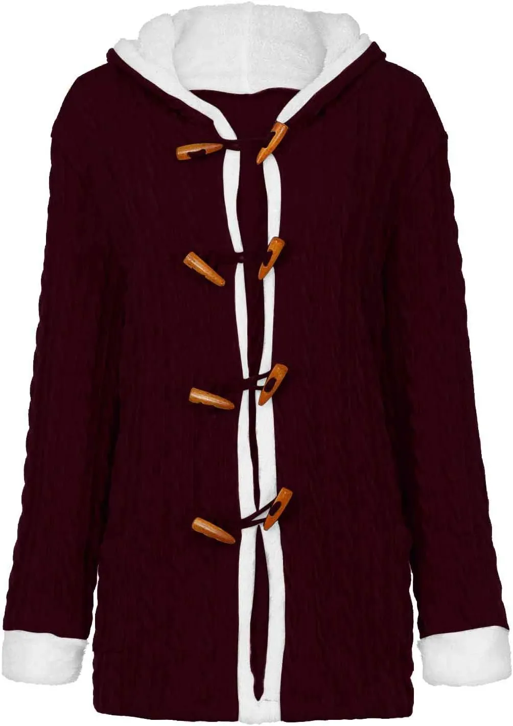 Cardigan Sweaters for Women Hooded Fleece Lined Button Down Front Jackets Winter Coat with Pockets