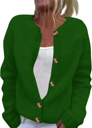 Cardigan Sweaters for Women Long Sleeve Button Cardigans Open Front Crewneck Coats Fall Winter Jacket Casual Sweater