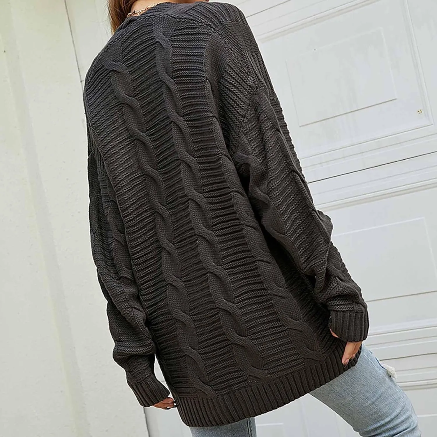 Cardigan Sweaters for Women Long Sleeve Open Front Cable Knit Cardigans with Pockets Dressy Casual Cozy Sweater Coats