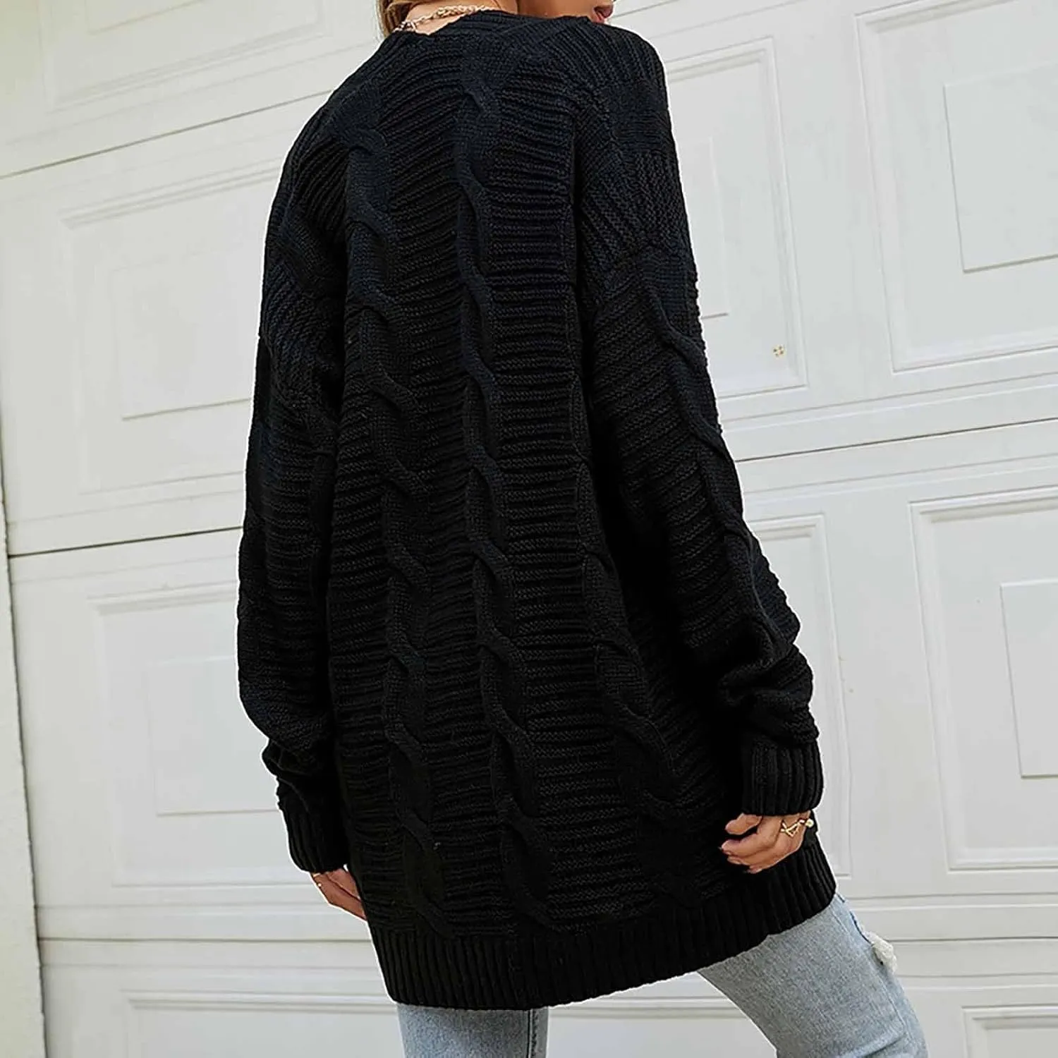 Cardigan Sweaters for Women Long Sleeve Open Front Cable Knit Cardigans with Pockets Dressy Casual Cozy Sweater Coats