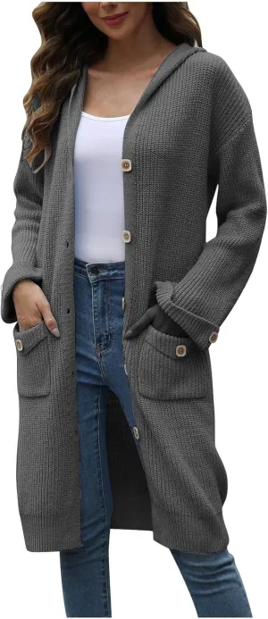 Cardigan Sweaters For Women Soft Fashion Button Down Open Front Long Sweaters Loungewear Knit Overcoats With Pockets