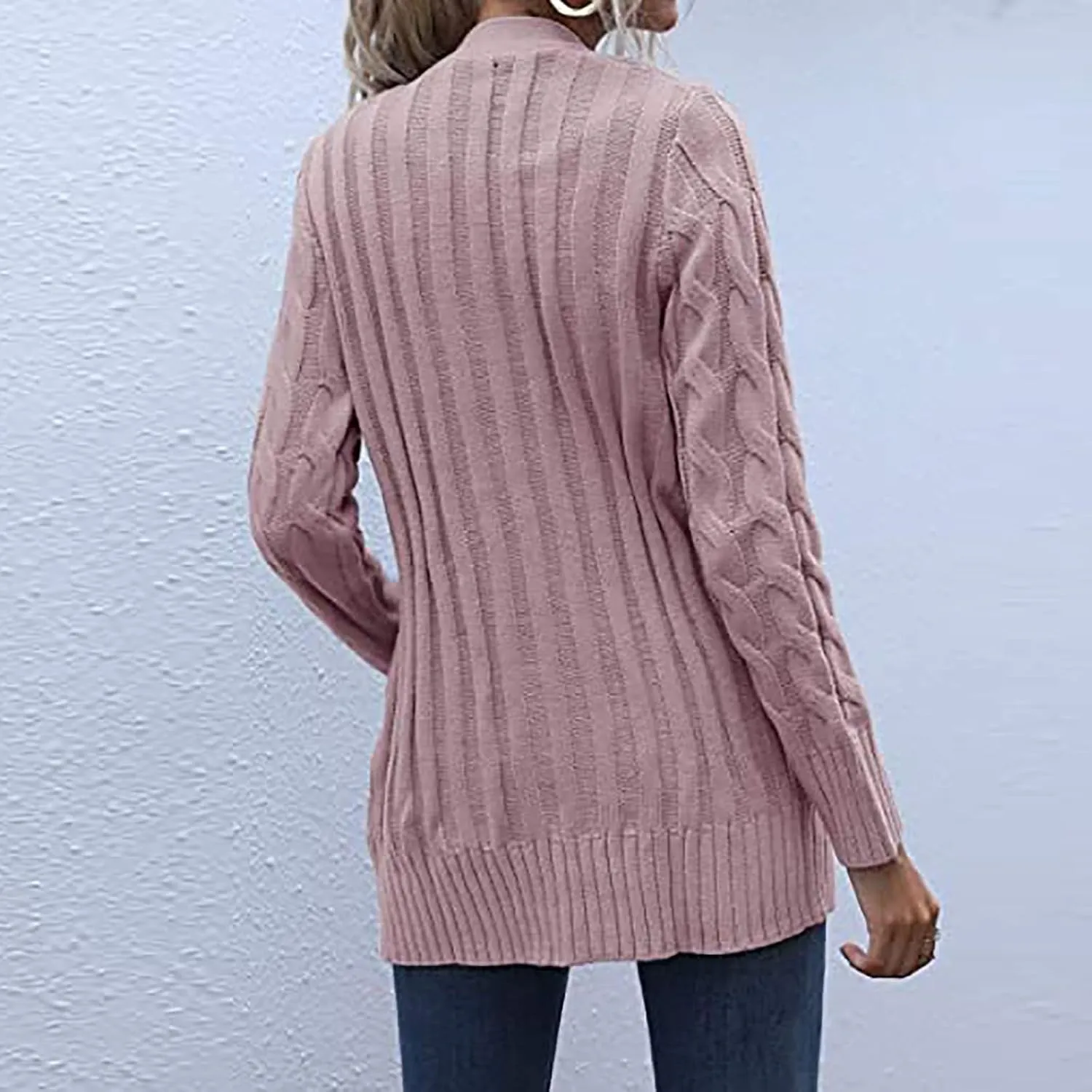 Cardigan Sweaters for Women Trendy Button Down Cable Knit Chunky Coat Fashion Open Front Outwear with Pockets
