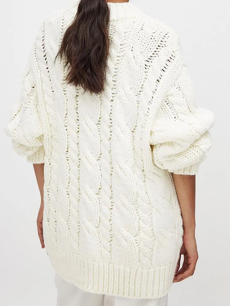 CHARTOU Women Cardigan Sweaters Oversized Chunky Cable Knit Button Down Open Front Cardigans