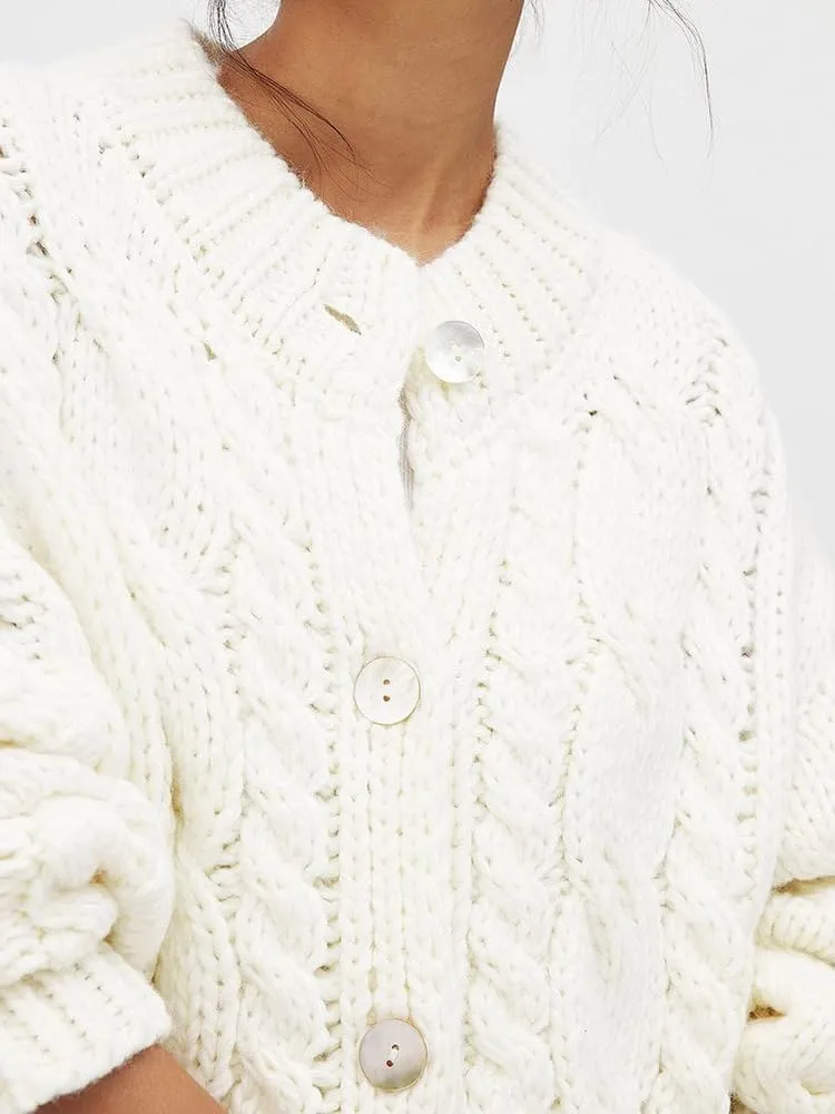 CHARTOU Women Cardigan Sweaters Oversized Chunky Cable Knit Button Down Open Front Cardigans