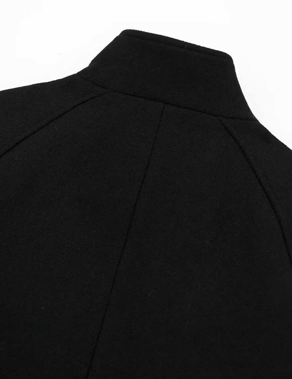 CHARTOU Women's Double-Breasted Stand Collar Cropped Trench Pea Coat Long Sleeve Wool Blend Tweed Jacket Fall
