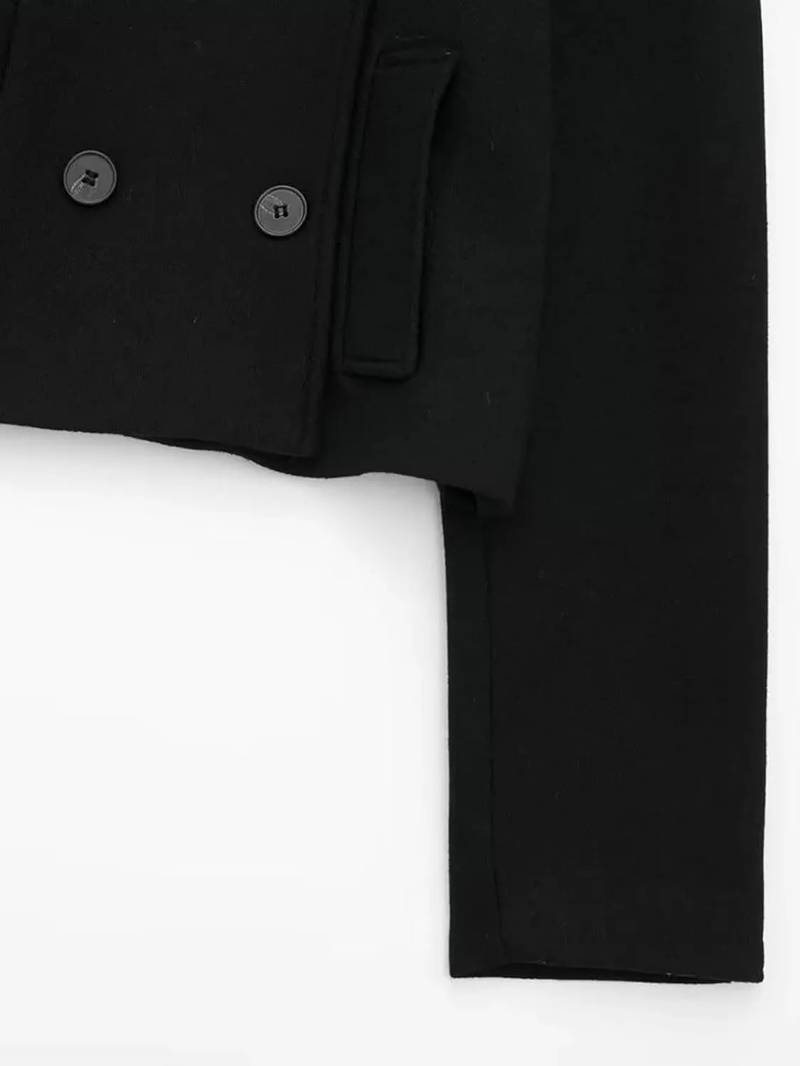 CHARTOU Women's Double-Breasted Stand Collar Cropped Trench Pea Coat Long Sleeve Wool Blend Tweed Jacket Fall