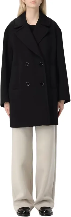 CHARTOU Women's Winter Wool Blend Notch Lapel Double Breasted Mid Long Pea Trench Coat Tweed Jacket Vintage