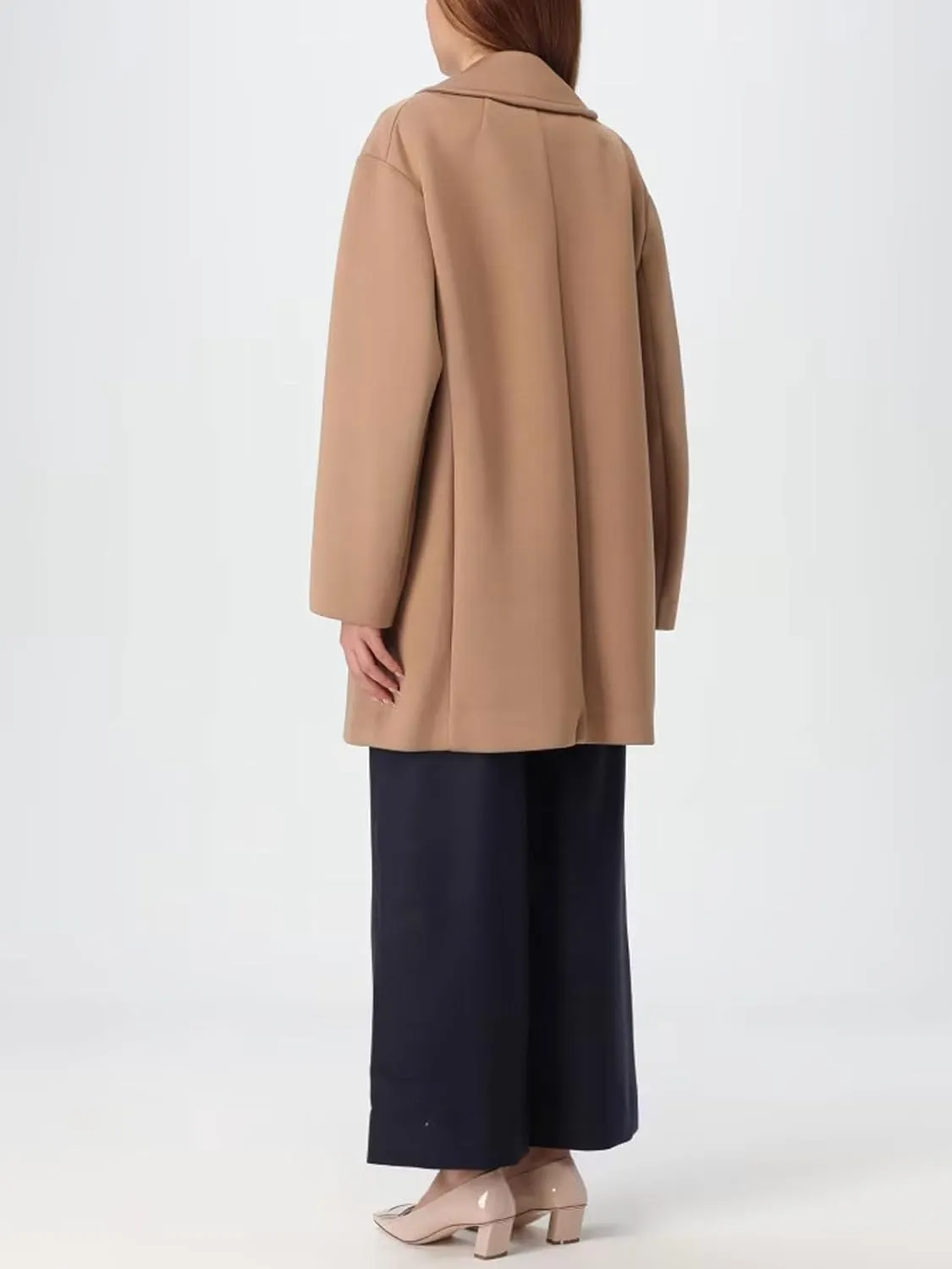 CHARTOU Women's Winter Wool Blend Notch Lapel Double Breasted Mid Long Pea Trench Coat Tweed Jacket Vintage