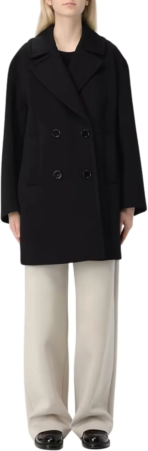 CHARTOU Women's Winter Wool Blend Notch Lapel Double Breasted Mid Long Pea Trench Coat Tweed Jacket Vintage