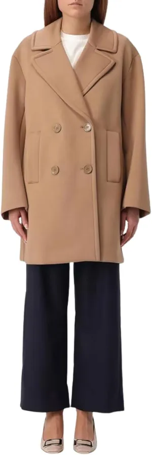 CHARTOU Women's Winter Wool Blend Notch Lapel Double Breasted Mid Long Pea Trench Coat Tweed Jacket Vintage