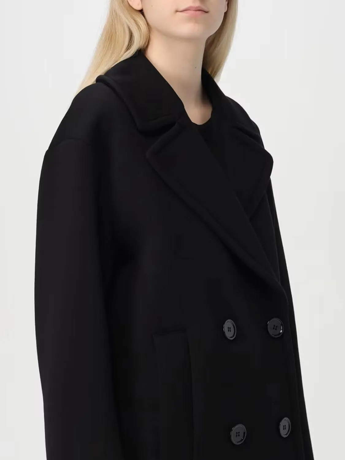 CHARTOU Women's Winter Wool Blend Notch Lapel Double Breasted Mid Long Pea Trench Coat Tweed Jacket Vintage