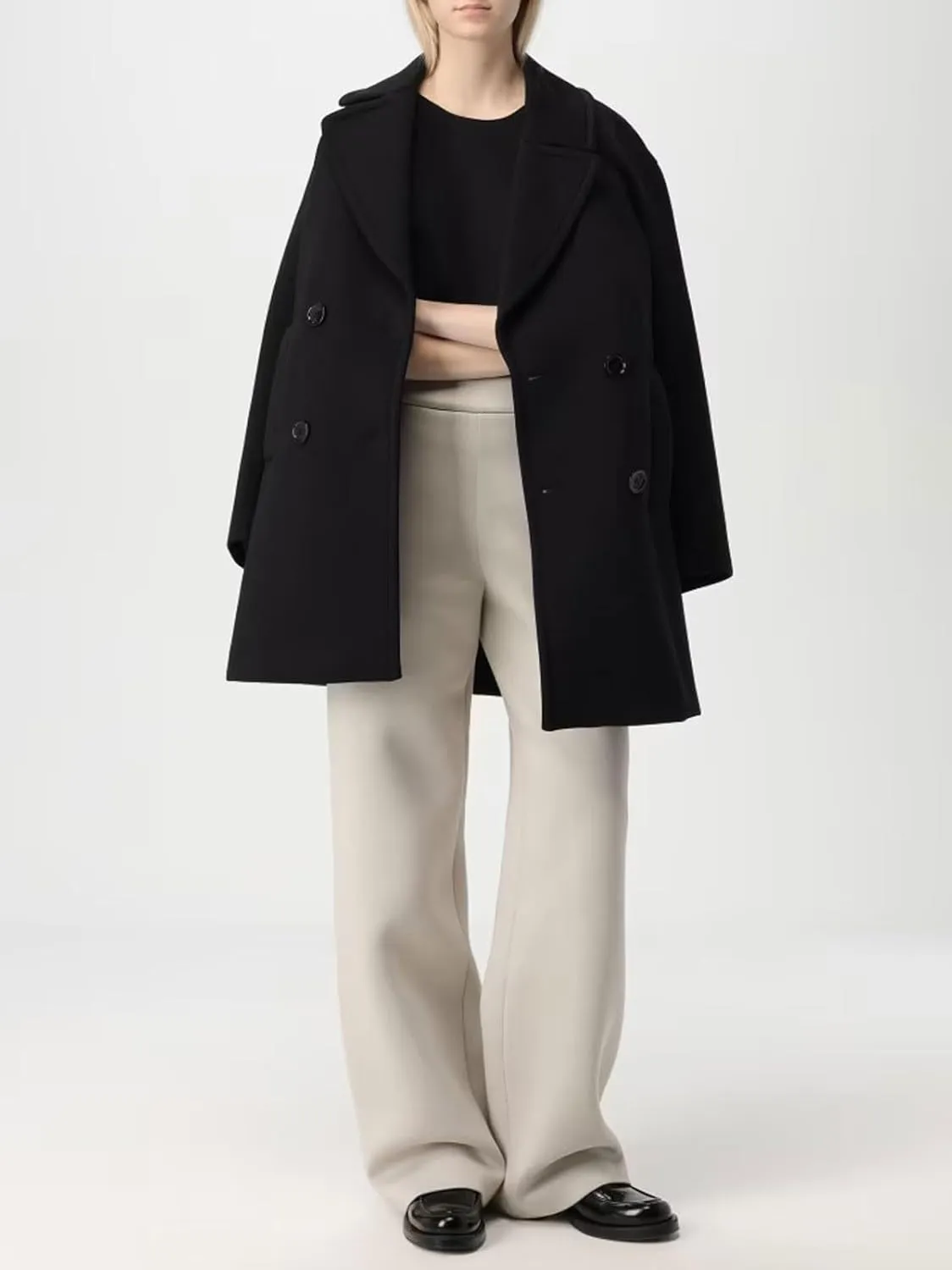 CHARTOU Women's Winter Wool Blend Notch Lapel Double Breasted Mid Long Pea Trench Coat Tweed Jacket Vintage