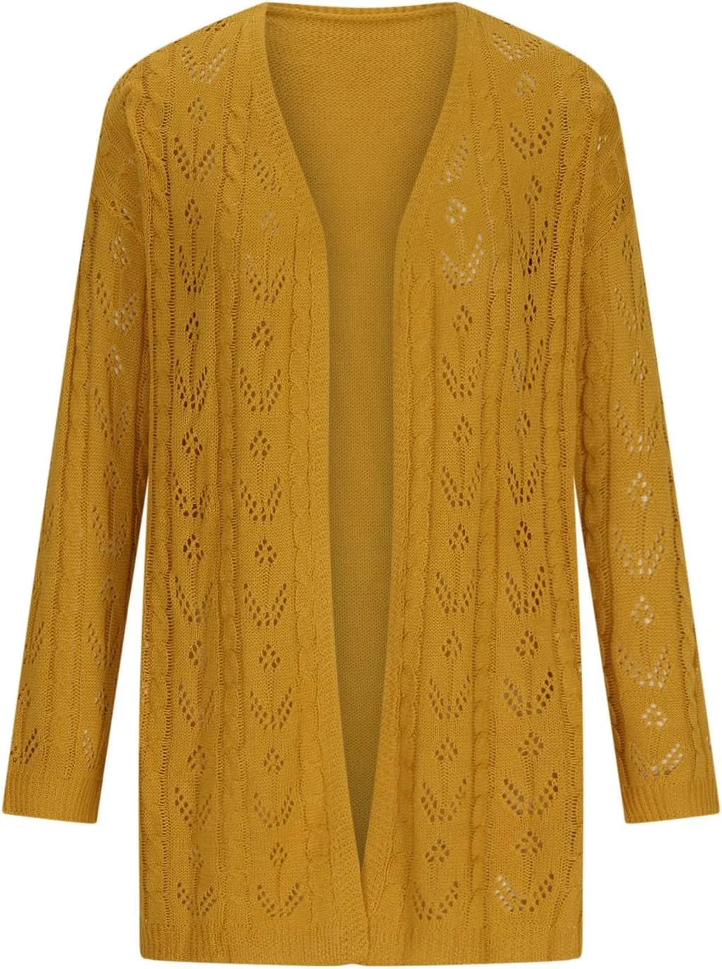 Chic Cable Knit Cardigan for Womens Open Front Cardigan Sweaters Fashion Crochet Cable Knit Chunky Outwear Coats