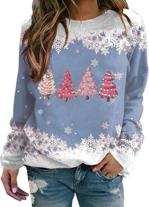 Christmas Sweatshirt for Women Funny Cute Snowman Graphic Fall Tops Casual Holiday Long Sleeve Crewneck Tunic Shirt