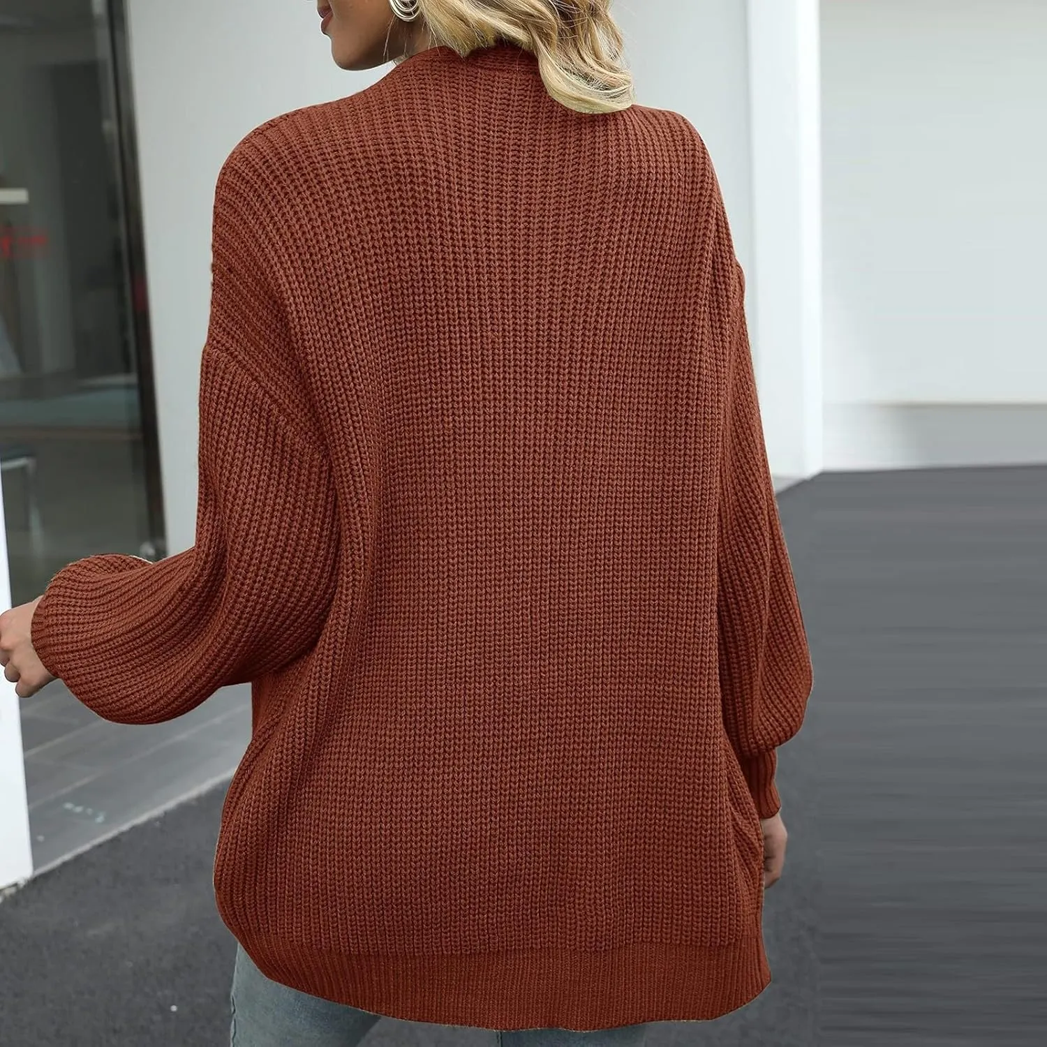 Chunky Cardigan Sweaters for Women Long Sleeve Open Front Cardigan Oversized Knit Sweaters with Pockets