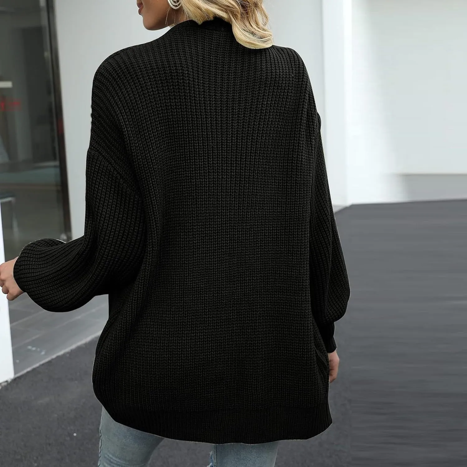 Chunky Cardigan Sweaters for Women Long Sleeve Open Front Cardigan Oversized Knit Sweaters with Pockets