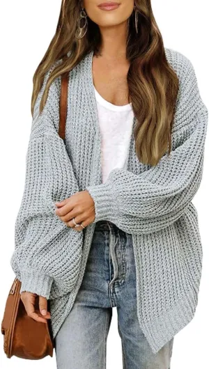 Chunky Cardigan Sweaters for Women Long Sleeve Open Front Cardigan Oversized Knit Sweaters with Pockets